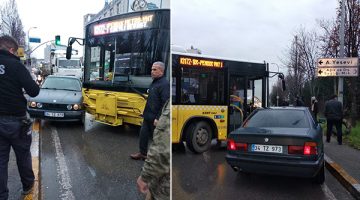 Sultanbeyli’de İETT otobüsü otomobile çarptı!