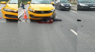 Kaza yapan motosiklet sürücüsü taksinin altında kalarak can verdi!