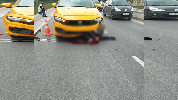 Kaza yapan motosiklet sürücüsü taksinin altında kalarak can verdi!