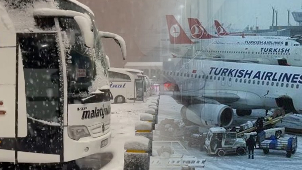 İstanbul’da kar esareti: Uçuşlar ve otobüs seferler durduruldu!