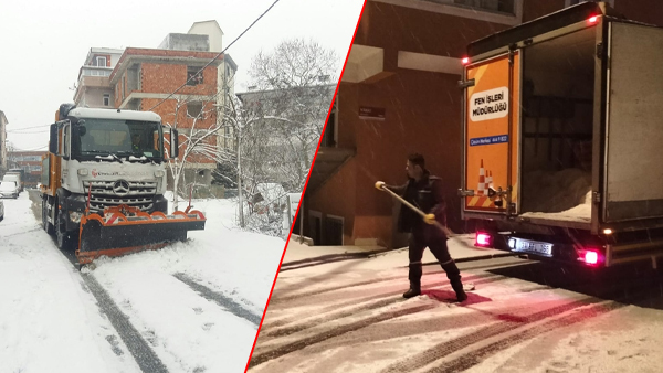 Ümraniye’de karla mücadele sürüyor