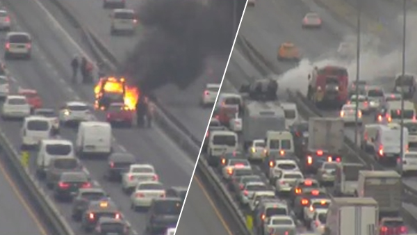 D100’de araç yangını