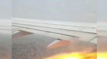 Kanadı yanan uçak acil iniş yaptı!