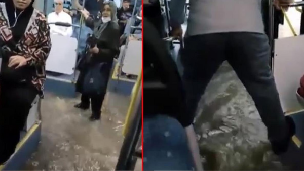 İstanbul’u sağanak yağış vurdu! İETT otobüsünü su bastı!