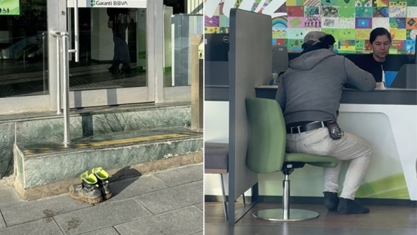 Bankaya Girerken Ayakkabısını Çıkardı!
